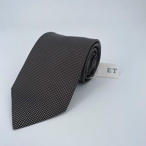 Eton Tie Men One Size‎ Black White Polka Dot Silk Luxury Necktie England Made